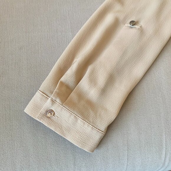 Dorothry Perkins Beige Collar ¾ Length Sleeve Blouse Corpcore Siren Minimalist - Picture 10 of 14